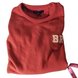 Banana Republic Fall Logo Crew Applique '22 Brick Cotton Blnd Preppy Sweatshirt